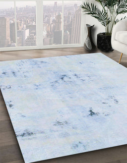 Abstract Pastel Blue Modern Rug in Family Room, abs996