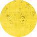 Round Abstract Yellow Modern Rug, abs996yw