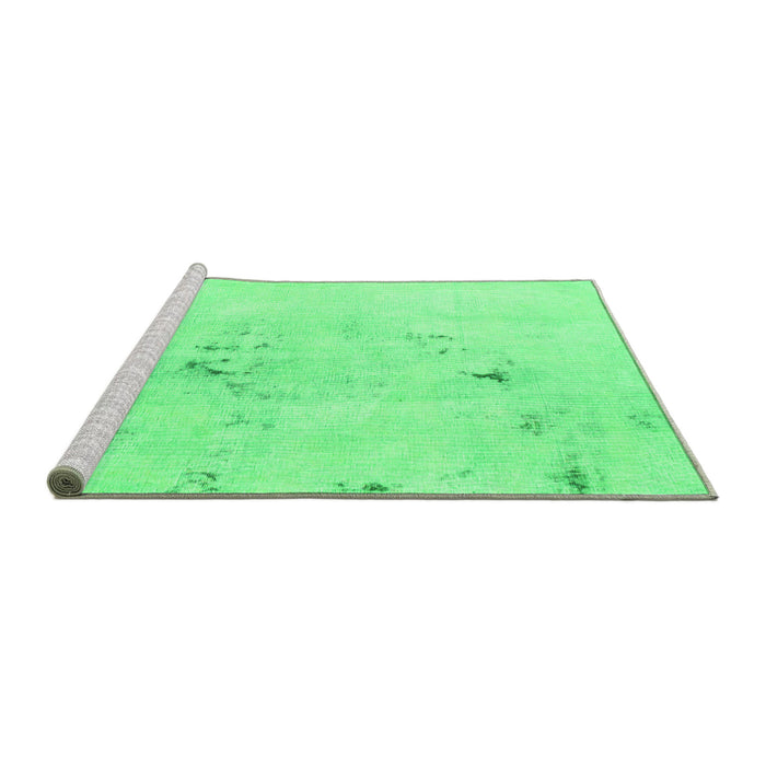 Sideview of Machine Washable Abstract Green Modern Area Rugs, wshabs996grn
