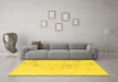 Machine Washable Abstract Yellow Modern Rug in a Living Room, wshabs996yw