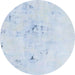 Round Abstract Pastel Blue Modern Rug, abs996