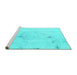 Sideview of Machine Washable Abstract Turquoise Modern Area Rugs, wshabs996turq