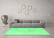 Machine Washable Abstract Green Modern Area Rugs in a Living Room,, wshabs996grn