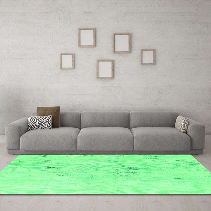 Machine Washable Abstract Green Modern Area Rugs in a Living Room,, wshabs996grn