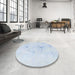 Round Machine Washable Abstract Pastel Blue Rug in a Office, wshabs996