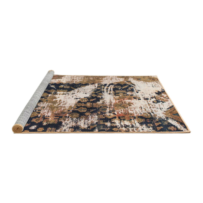 Sideview of Machine Washable Abstract Brown Rug, wshabs997