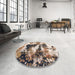 Round Abstract Brown Modern Rug in a Office, abs997