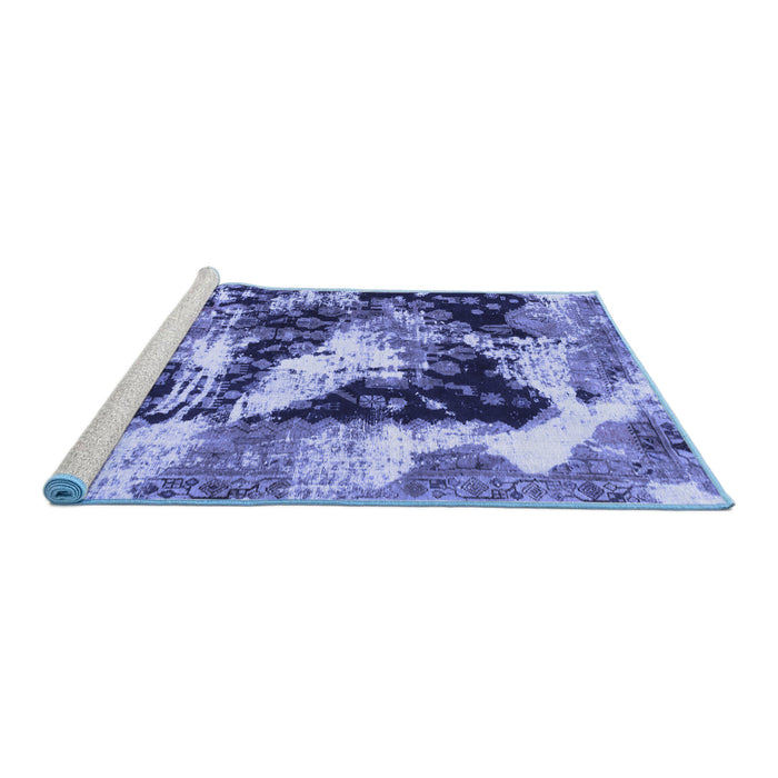 Sideview of Machine Washable Abstract Blue Modern Rug, wshabs997blu