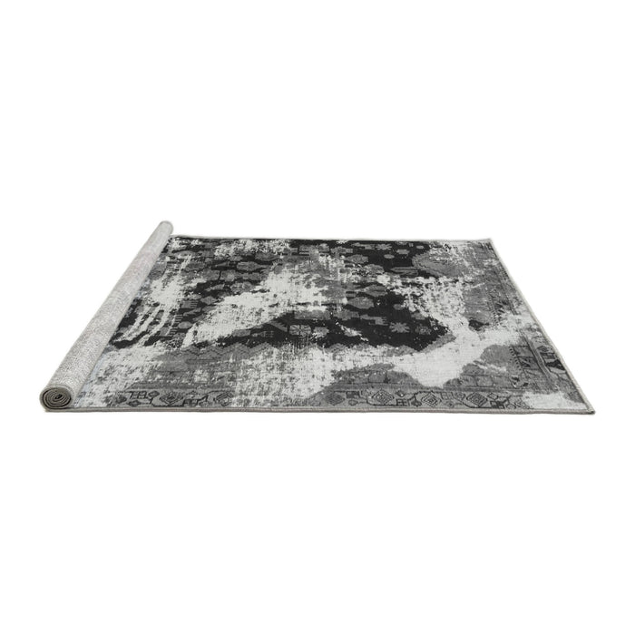 Sideview of Machine Washable Abstract Gray Modern Rug, wshabs997gry