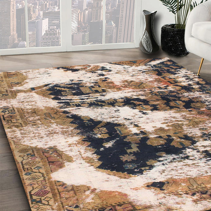 Machine Washable Abstract Brown Rug in a Family Room, wshabs997