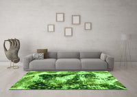 Machine Washable Abstract Green Modern Rug, wshabs997grn