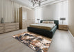 Machine Washable Abstract Brown Rug in a Bedroom, wshabs997