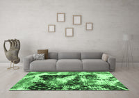 Machine Washable Abstract Emerald Green Modern Rug, wshabs997emgrn