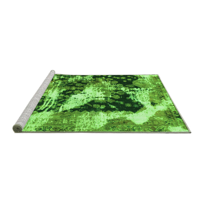 Sideview of Machine Washable Abstract Green Modern Area Rugs, wshabs997grn