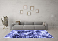 Machine Washable Abstract Blue Modern Rug, wshabs997blu