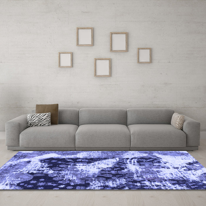 Machine Washable Abstract Blue Modern Rug in a Living Room, wshabs997blu