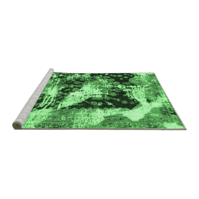 Sideview of Machine Washable Abstract Emerald Green Modern Area Rugs, wshabs997emgrn