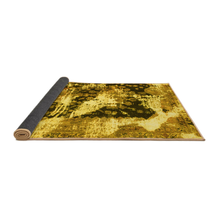 Sideview of Abstract Yellow Modern Rug, abs997yw