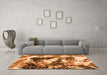 Machine Washable Abstract Orange Modern Area Rugs in a Living Room, wshabs997org