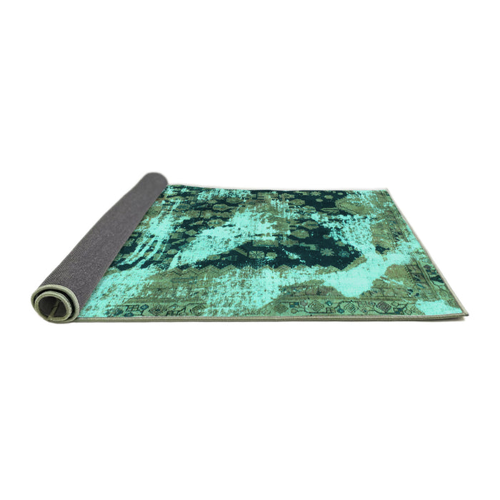 Sideview of Abstract Turquoise Modern Rug, abs997turq