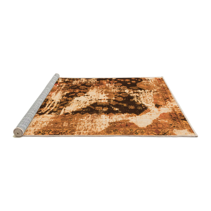 Sideview of Machine Washable Abstract Orange Modern Area Rugs, wshabs997org