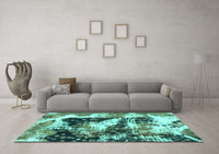 Machine Washable Abstract Turquoise Modern Rug, wshabs997turq