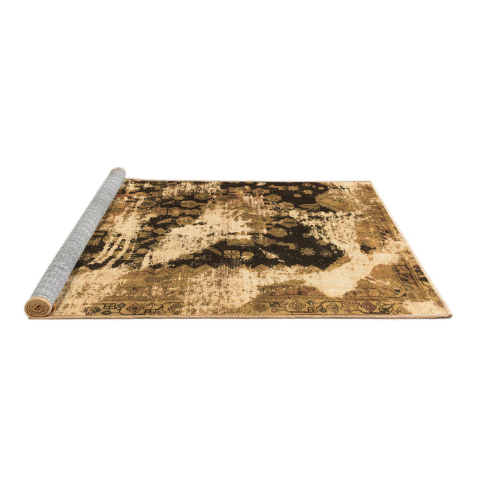 Sideview of Machine Washable Abstract Brown Modern Rug, wshabs997brn