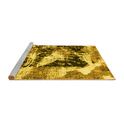 Sideview of Machine Washable Abstract Yellow Modern Rug, wshabs997yw