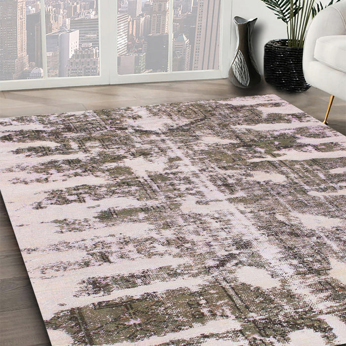 Machine Washable Abstract Mauve Taupe Purple Rug in a Family Room, wshabs998