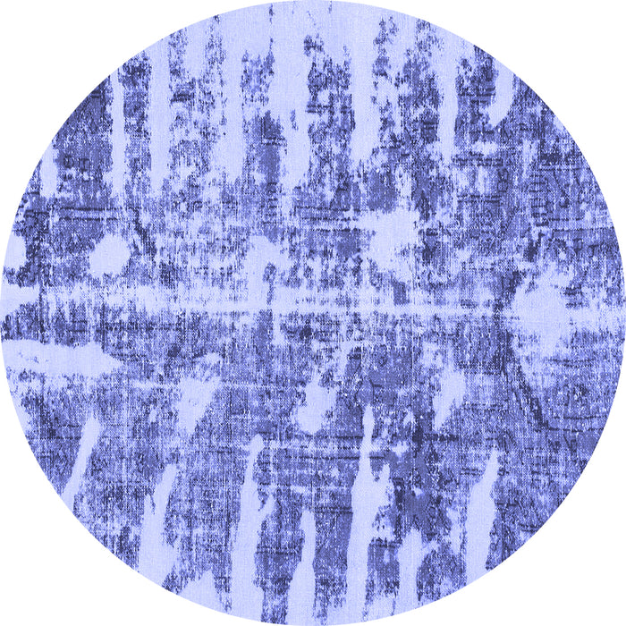 Round Machine Washable Abstract Blue Modern Rug, wshabs998blu