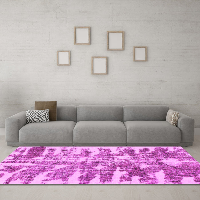 Machine Washable Abstract Pink Modern Rug in a Living Room, wshabs998pnk