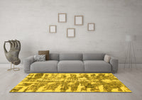 Machine Washable Abstract Yellow Modern Rug, wshabs998yw