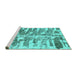 Sideview of Machine Washable Abstract Turquoise Modern Area Rugs, wshabs998turq