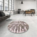 Round Abstract Mauve Taupe Purple Modern Rug in a Office, abs998