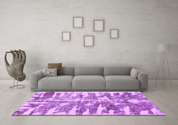 Machine Washable Abstract Purple Modern Area Rugs in a Living Room, wshabs998pur