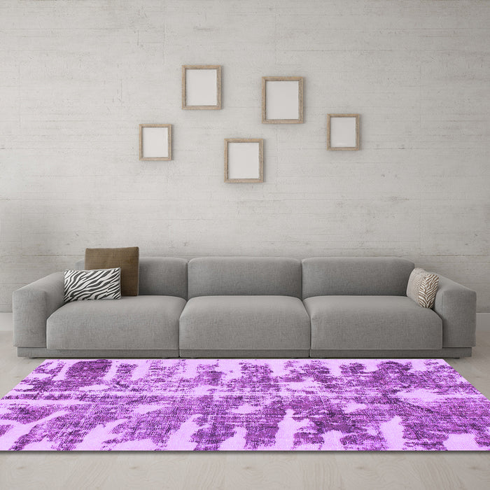 Machine Washable Abstract Purple Modern Area Rugs in a Living Room, wshabs998pur