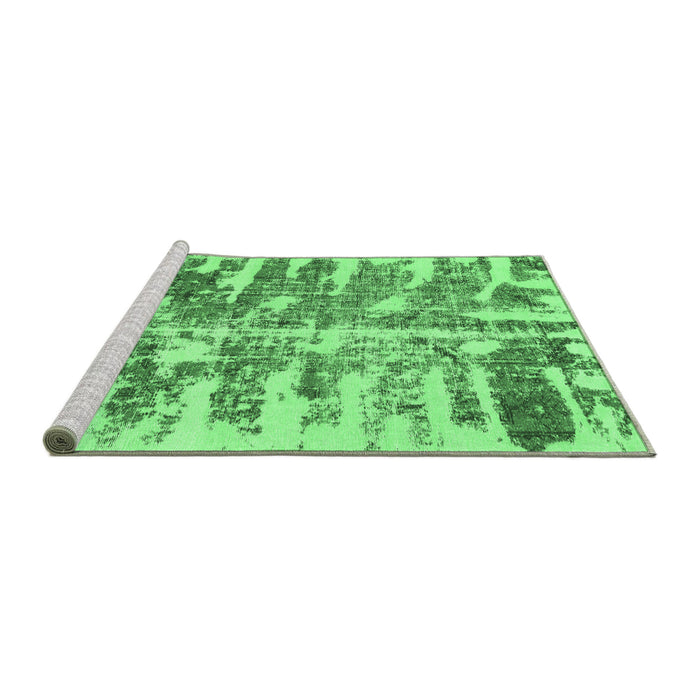 Sideview of Machine Washable Abstract Emerald Green Modern Area Rugs, wshabs998emgrn