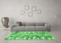 Machine Washable Abstract Emerald Green Modern Rug, wshabs998emgrn