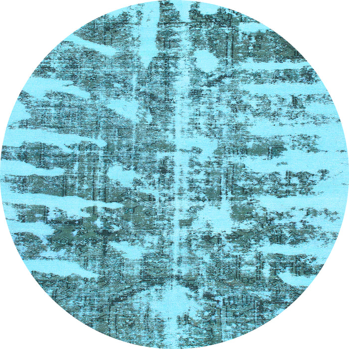 Round Machine Washable Abstract Light Blue Modern Rug, wshabs998lblu