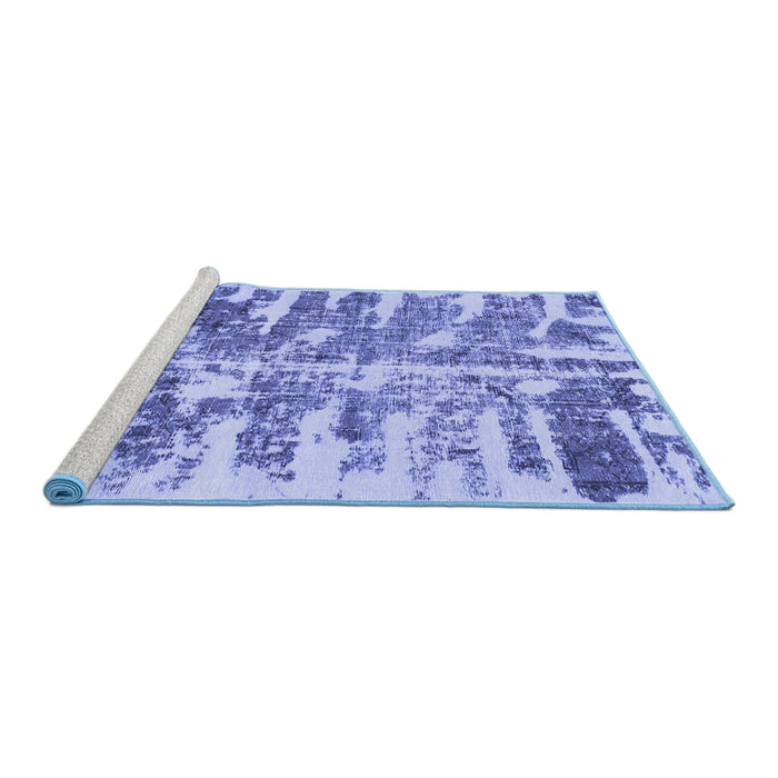 Sideview of Machine Washable Abstract Blue Modern Rug, wshabs998blu