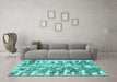 Machine Washable Abstract Turquoise Modern Area Rugs in a Living Room,, wshabs998turq