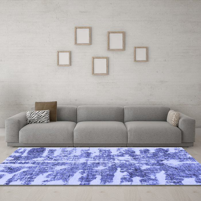 Machine Washable Abstract Blue Modern Rug in a Living Room, wshabs998blu