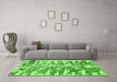 Machine Washable Abstract Green Modern Area Rugs in a Living Room,, wshabs998grn