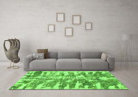 Machine Washable Abstract Green Modern Rug, wshabs998grn