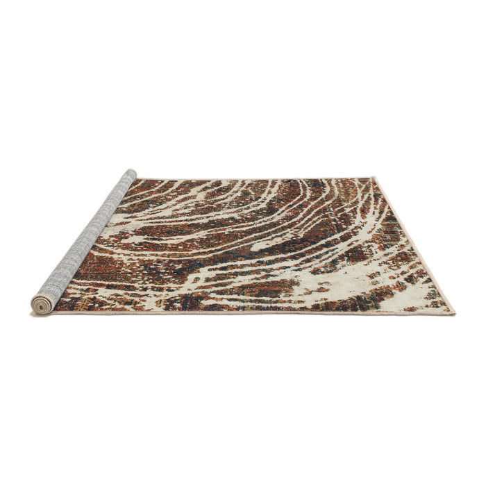 Sideview of Machine Washable Abstract Dark Sienna Brown Rug, wshabs999