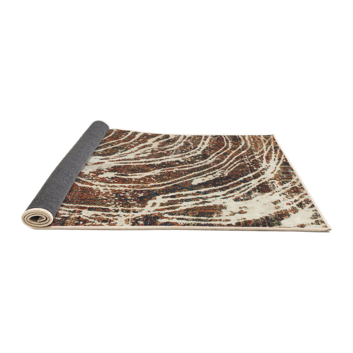 Sideview of Abstract Dark Sienna Brown Modern Rug, abs999