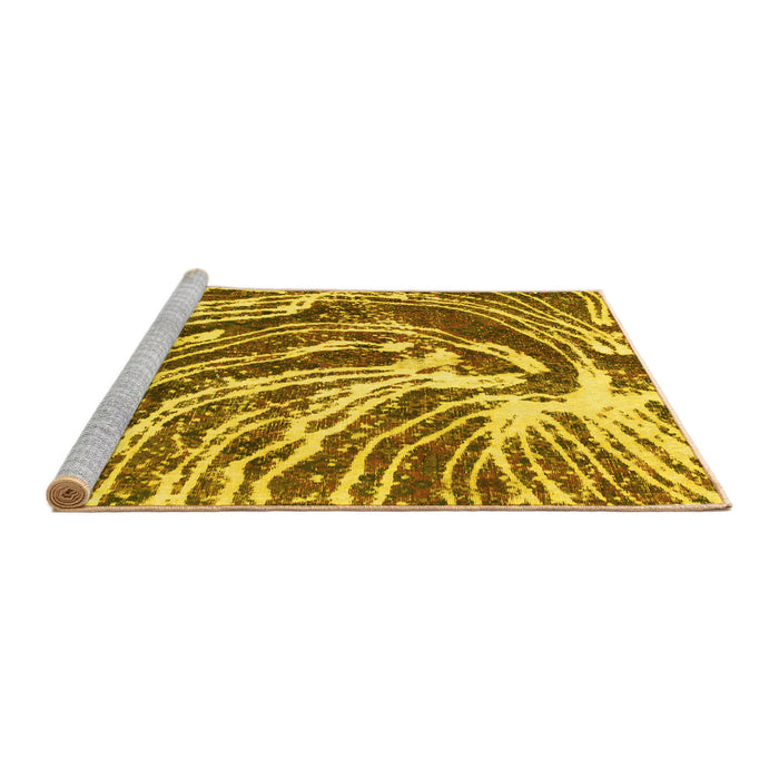 Sideview of Machine Washable Abstract Yellow Modern Rug, wshabs999yw