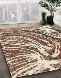 Abstract Dark Sienna Brown Modern Rug, abs999