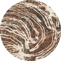 Round Abstract Dark Sienna Brown Modern Rug, abs999