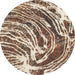 Round Abstract Dark Sienna Brown Modern Rug, abs999